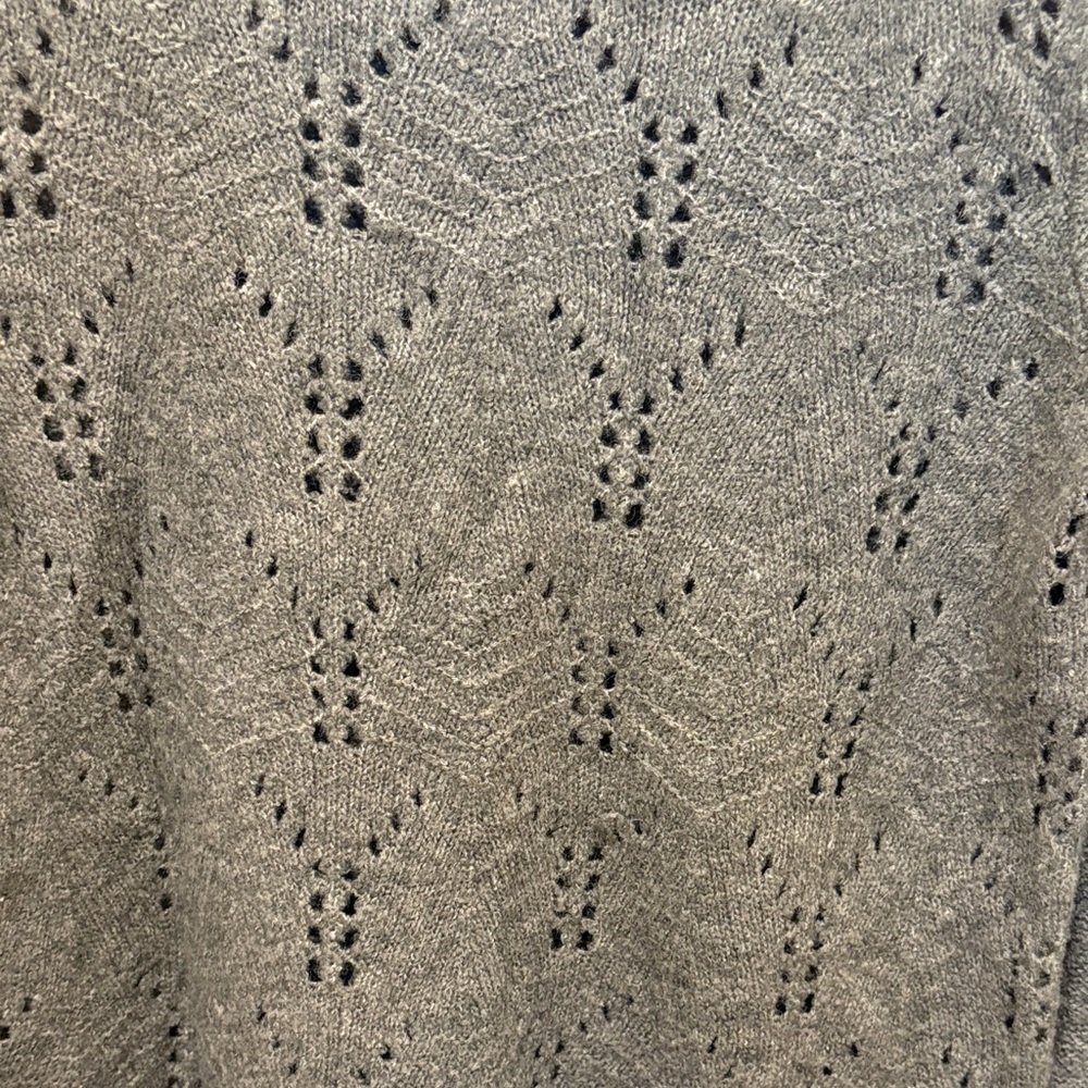 GAP Gray Openwork Crewneck Sweater - Picture 2 of 4